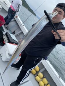 博多湾タチウオF5サイズを頭に数釣れてます！嬉しいゲストにビックサイズの高級魚マゴチも！