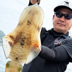 福岡・糸島湾内ボートエギングで2.4kgの巨大アオリイカ！